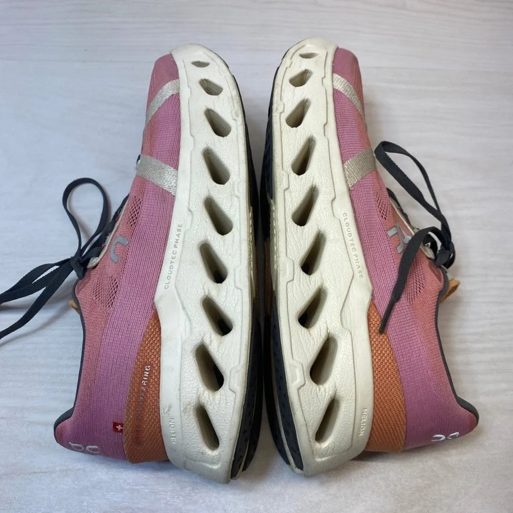 On Women 10.5 Cloudsurfer Running Shoes CloudTec Pink Orange Athletic Sneakers